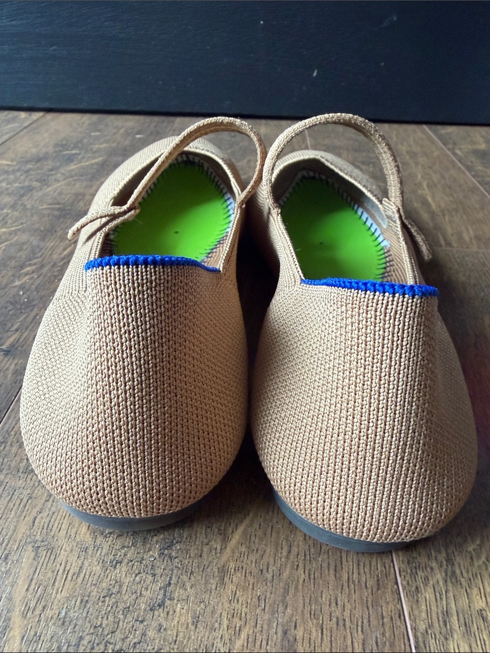 Rothy's Tan Mary Jane Flats with Blue Trim - Picture 5 of 5